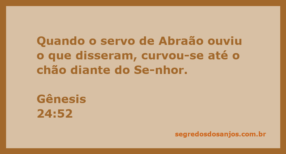 Servo de Abraão curvando-se diante do Senhor em reverência após ouvir a mensagem.
