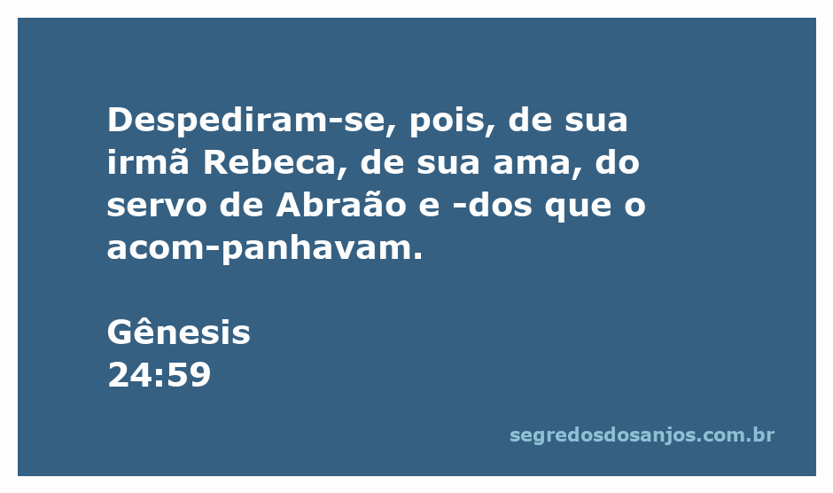 Despedida de Rebeca, sua ama e o servo de Abraão, conforme Gênesis 24:59.