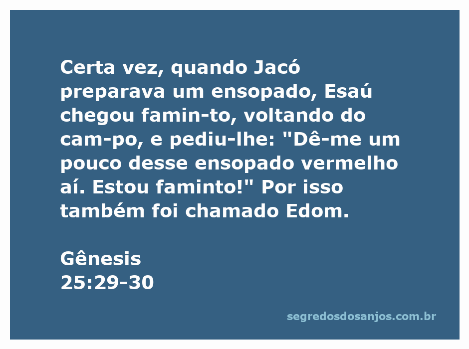 Ilustração de Jacó preparando um ensopado enquanto Esaú, faminto, pede comida.