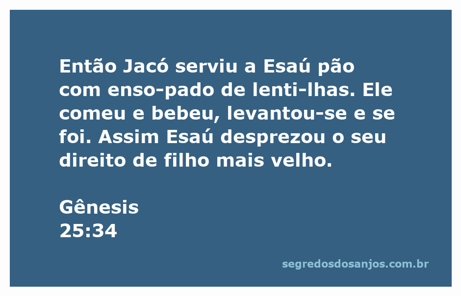Ilustração de Jacó servindo lentilhas a Esaú, simbolizando a troca do direito de primogenitura.
