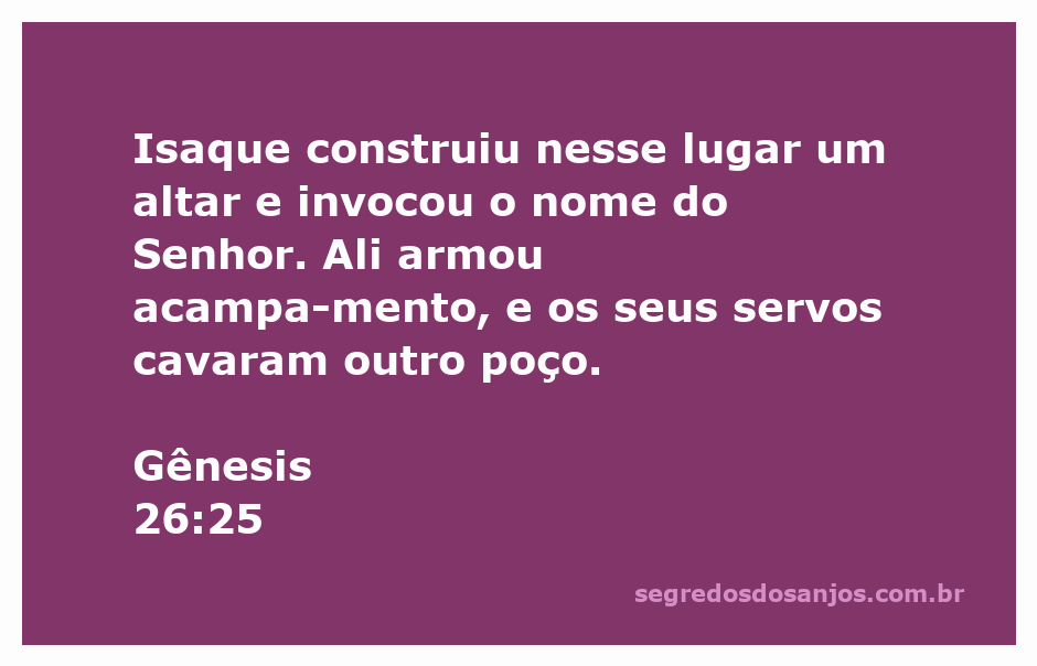 Ilustração de Isaque construindo um altar e cavando poços em Gênesis 26:25.