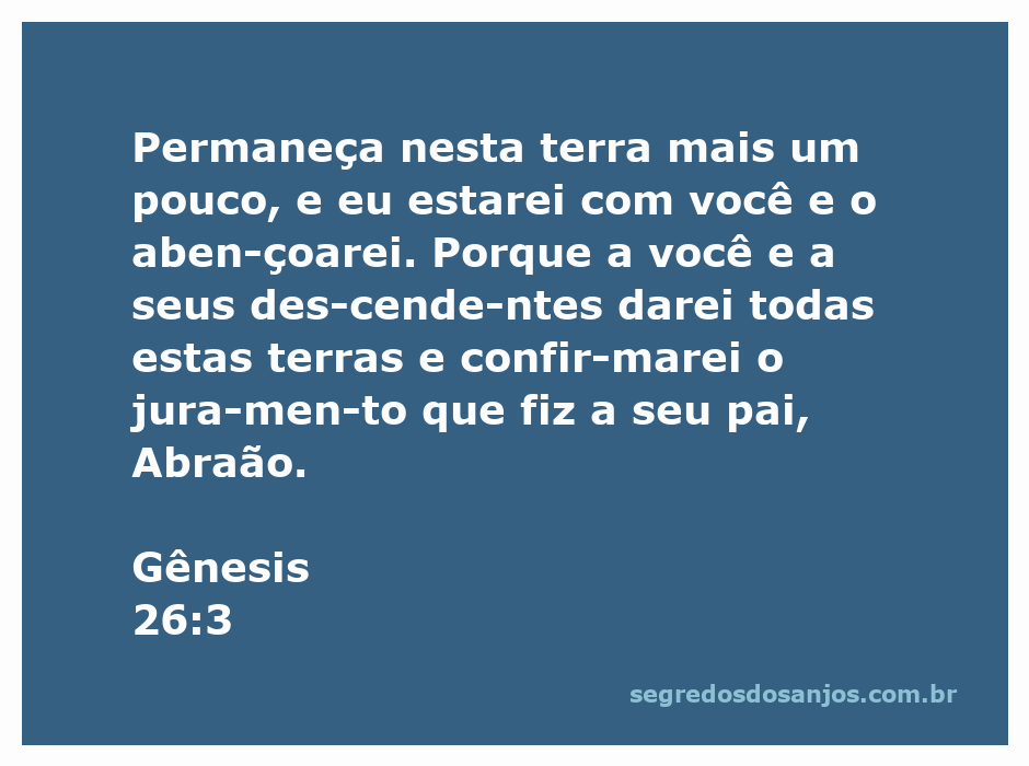 Ilustração da promessa de Deus a Isaque em Gênesis 26:3, destacando a bênção e a herança de terras.