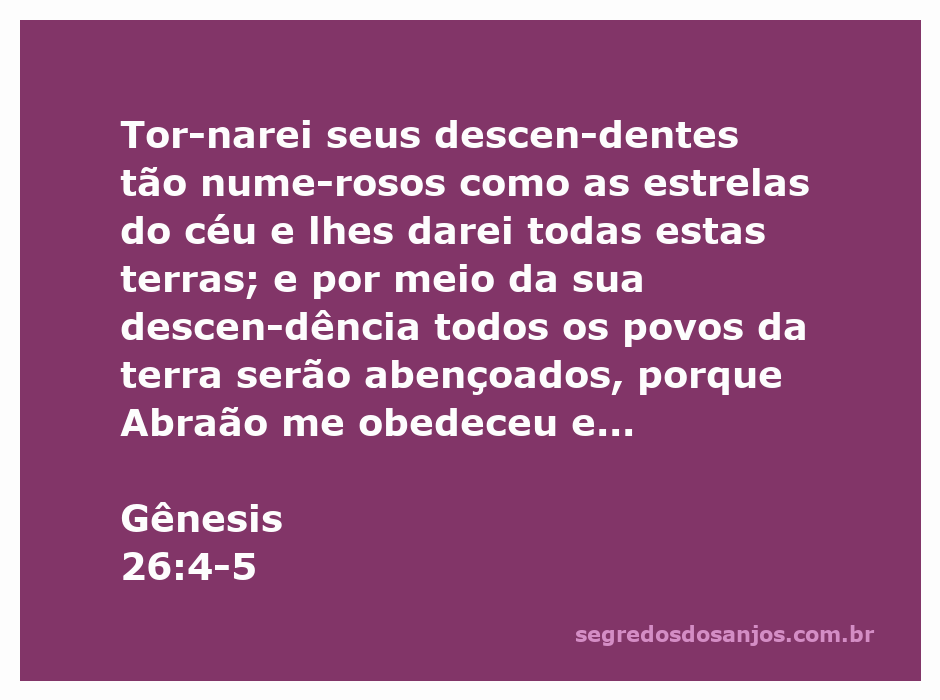 Ilustração de Gênesis 26:4-5, destacando a promessa de Deus a Abraão sobre seus descendentes e a bênção a todos os povos.