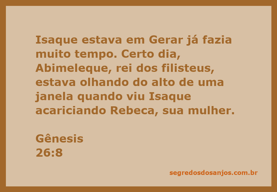 Isaque e Rebeca em Gerar, retratando o momento em que Abimeleque os observa da janela.