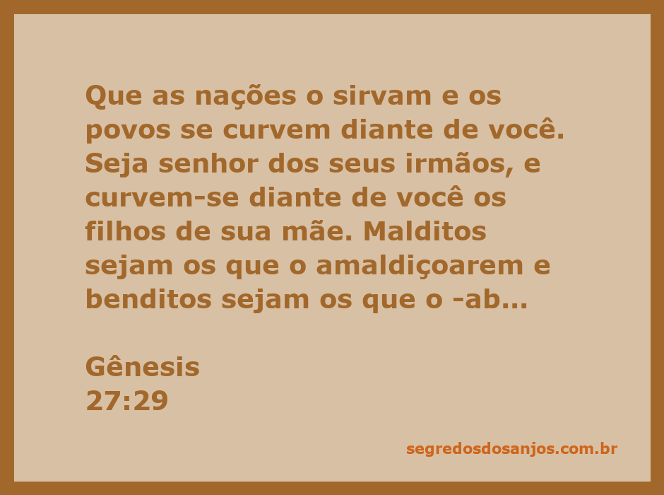 Ilustração do versículo Gênesis 27:29, que destaca a bênção de domínio e respeito entre nações e irmãos.