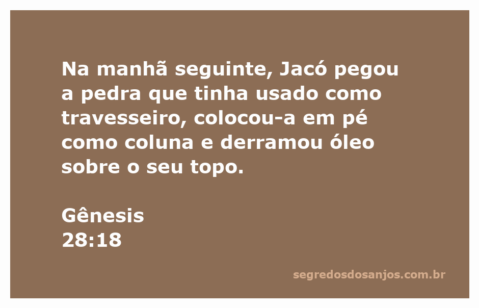 Jacó levantando uma pedra como coluna após um sonho, simbolizando um momento de conexão com Deus.