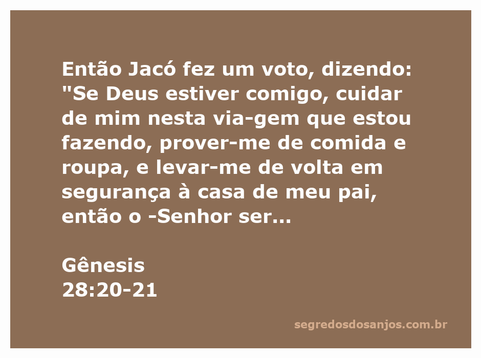 Jacó fazendo um voto a Deus durante sua jornada, pedindo proteção e provisão.