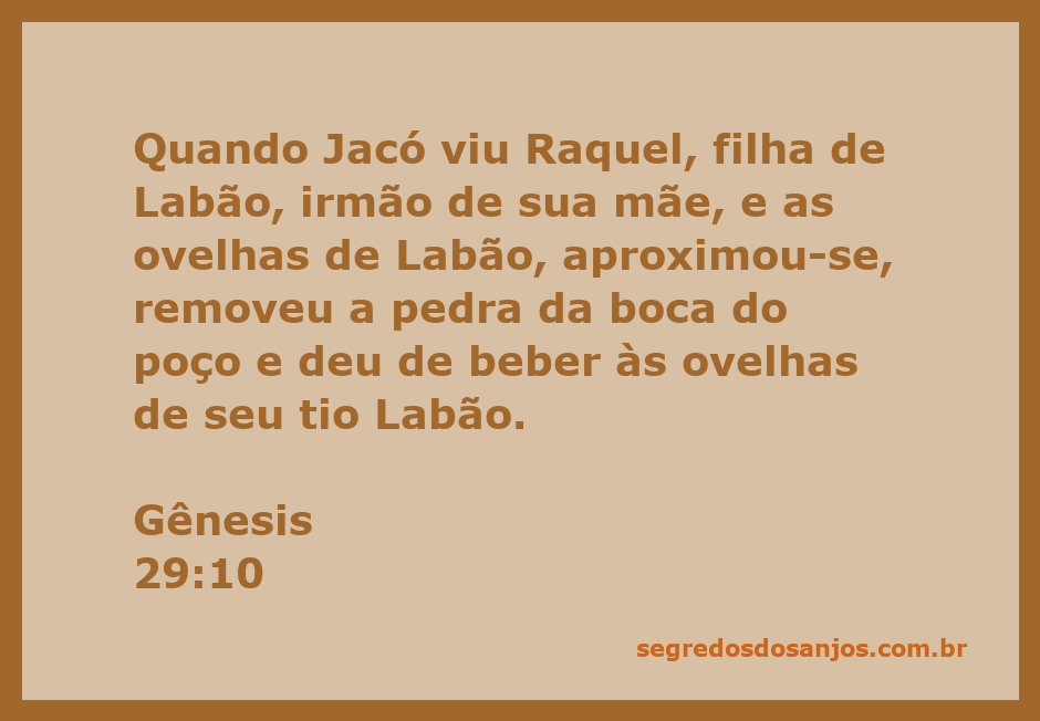 Jacó encontra Raquel junto ao poço, removendo a pedra para dar água às ovelhas.