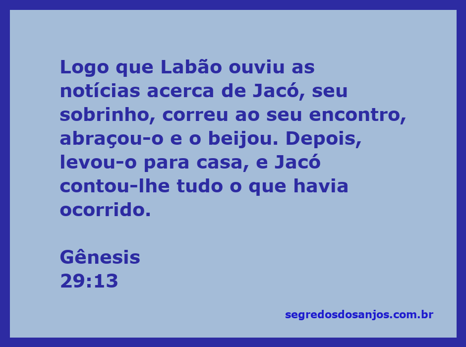 Labão recebe Jacó com um abraço caloroso, simbolizando a alegria do reencontro familiar.