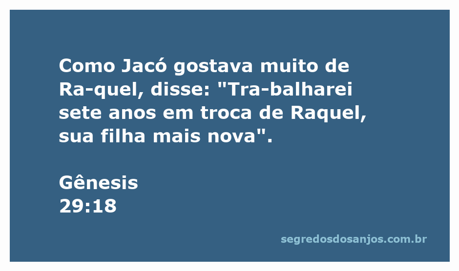 Jacó expressando seu amor por Raquel, oferecendo-se para trabalhar sete anos por ela, conforme descrito em Gênesis 29:18.