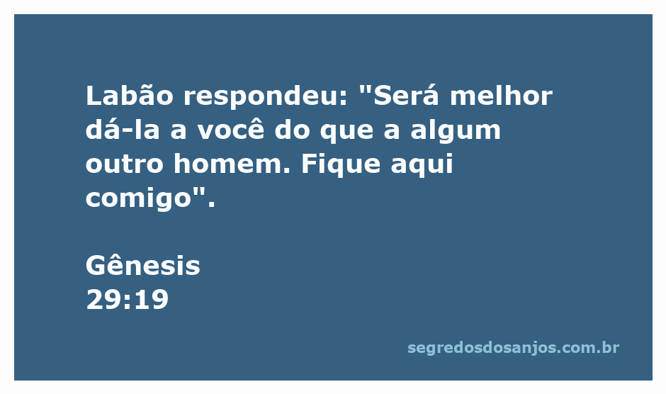 Labão conversando com Jacó sobre a entrega de sua filha em casamento.