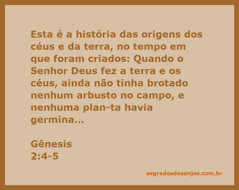 Ilustração da criação da terra e dos céus, representando Gênesis 2:4-5.