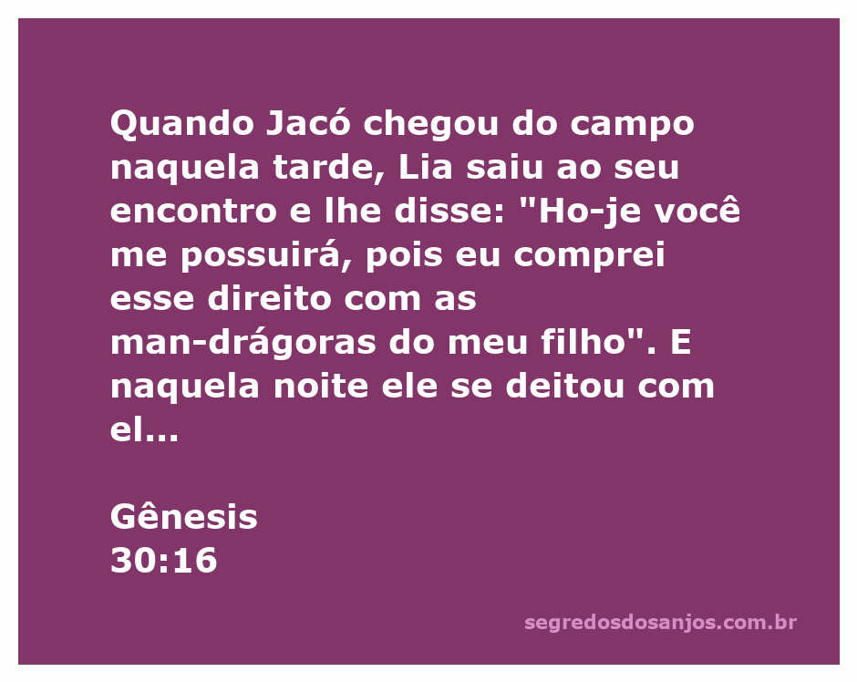 Ilustração de Lia e Jacó na cena das mandrágoras, representando a interação entre eles em Gênesis 30:16.