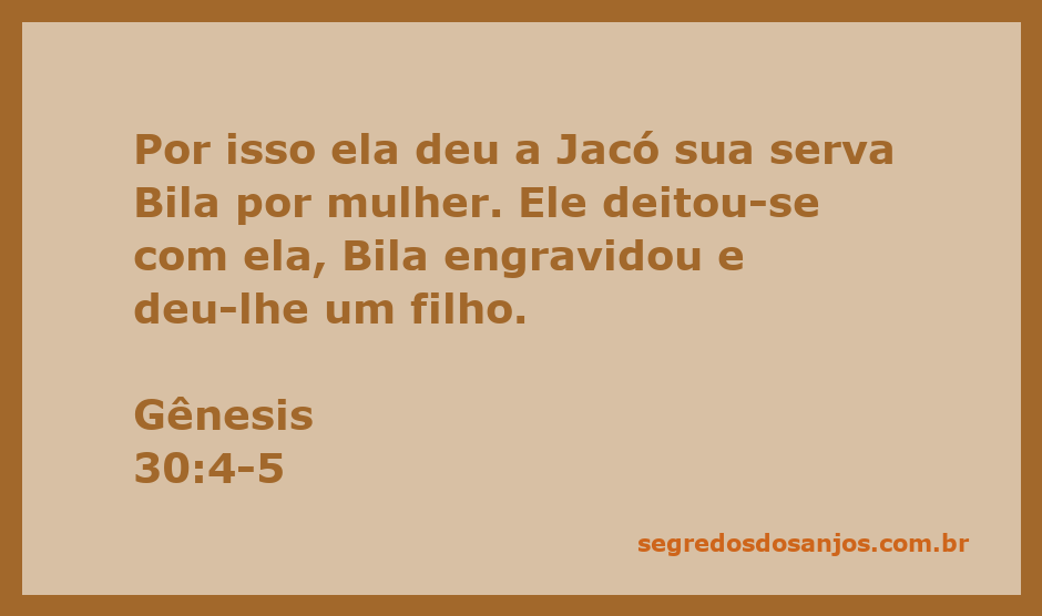 Ilustração da serva Bila, mãe do filho de Jacó, representando a passagem de Gênesis 30:4-5.