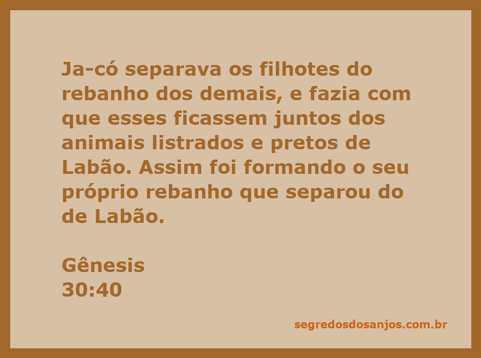 Jacó separando filhotes do rebanho, destacando os animais listrados e pretos de Labão.