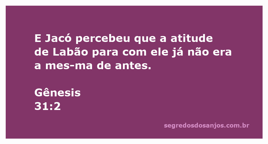 Jacó observando a mudança na atitude de Labão em Gênesis 31:2