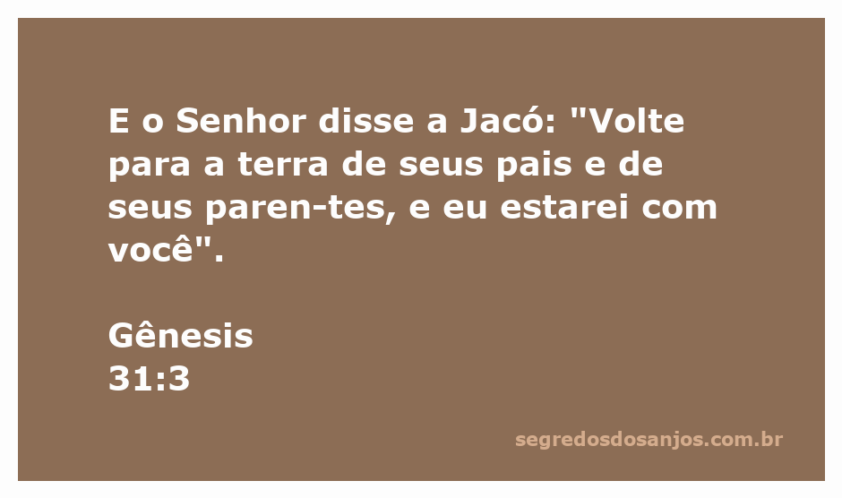 Imagem de Jacó recebendo a orientação divina para retornar à sua terra natal.