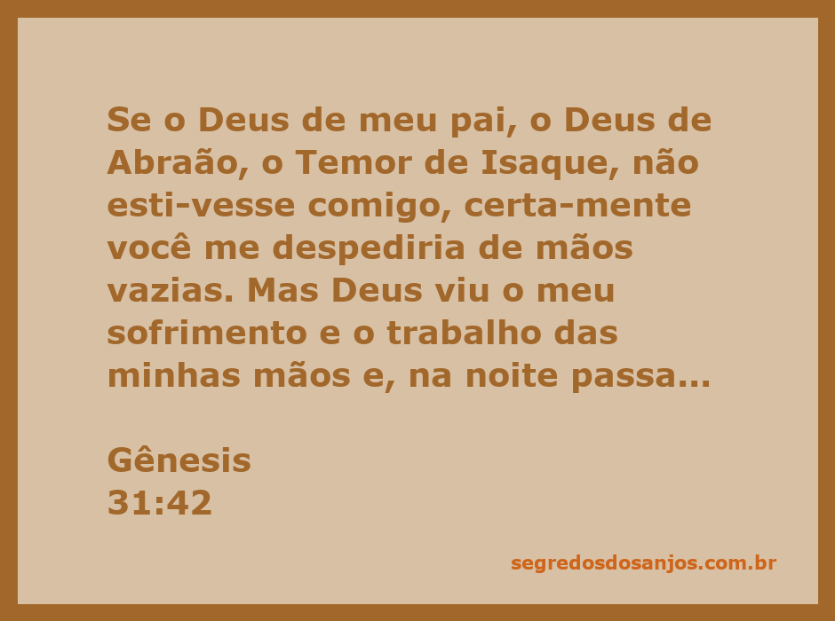 Imagem representativa de Gênesis 31:42, ilustrando a proteção divina e a providência de Deus na vida de Jacó.
