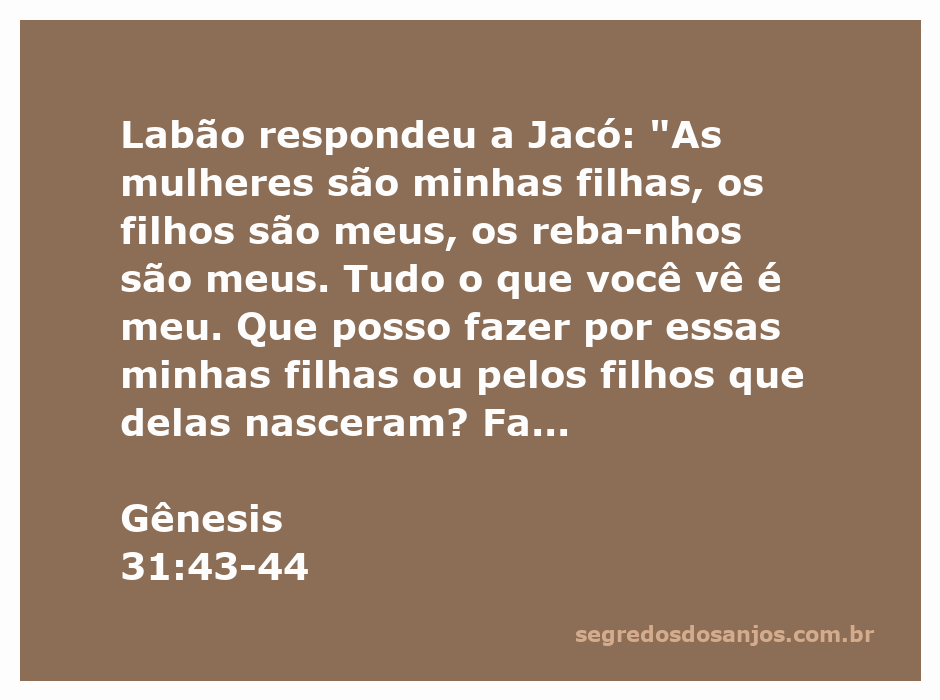 Labão e Jacó fazendo um acordo, simbolizando a negociação entre suas famílias e propriedades.