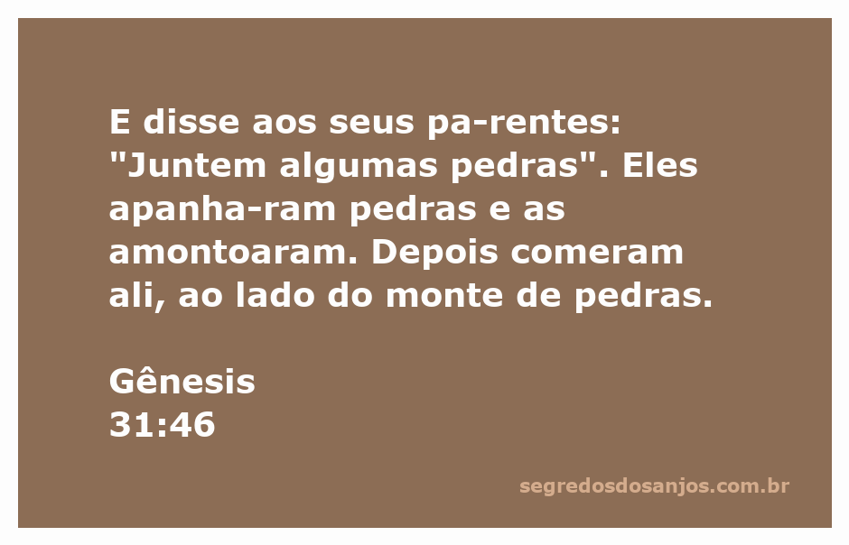 Pessoas juntando pedras em uma montanha, simbolizando um pacto ou aliança, inspirado em Gênesis 31:46.