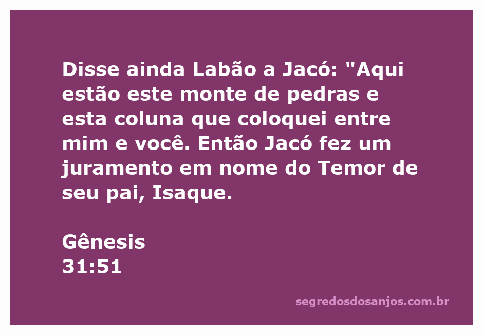 Labão e Jacó diante de um monte de pedras, simbolizando o pacto entre eles em Gênesis 31:51.