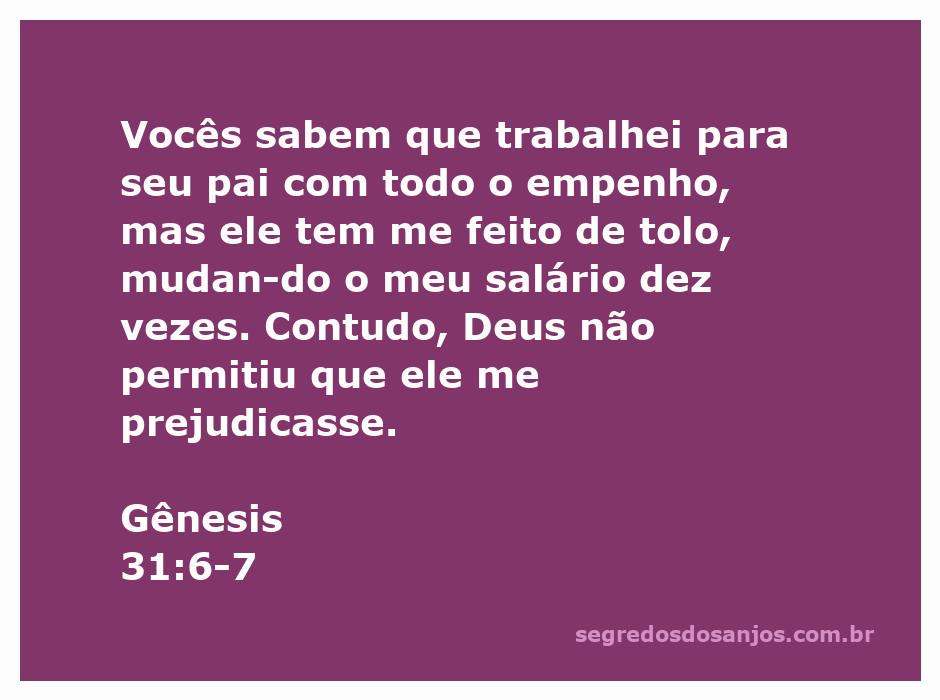 Ilustração de Gênesis 31:6-7, destacando a dedicação de Jacó ao trabalho e a justiça divina.