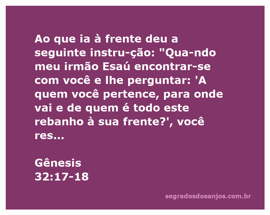 Ilustração da passagem de Gênesis 32:17-18, onde Jacó envia presentes a Esaú.