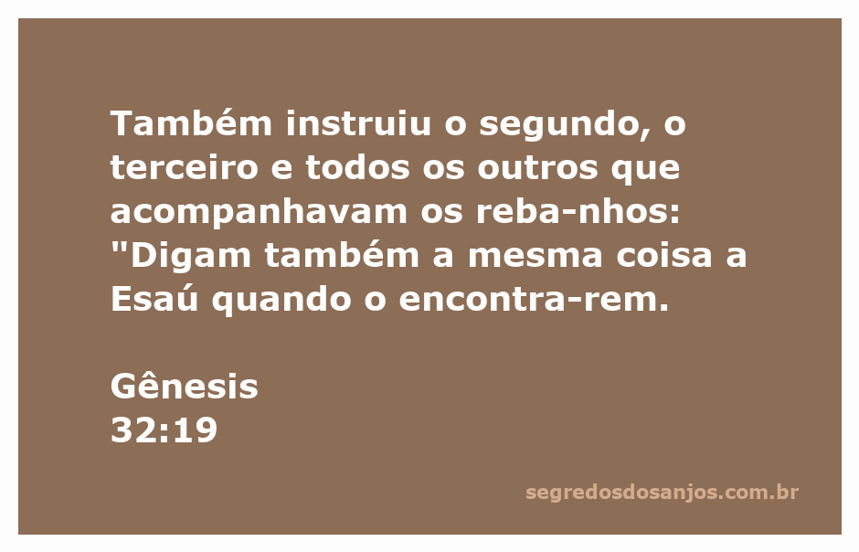 Instruções de Jacó para seus servos sobre como se dirigir a Esaú