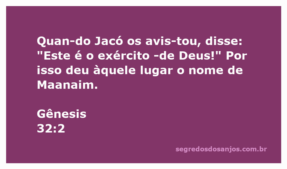 Representação de Jacó e seu encontro com o exército de Deus em Maanaim.