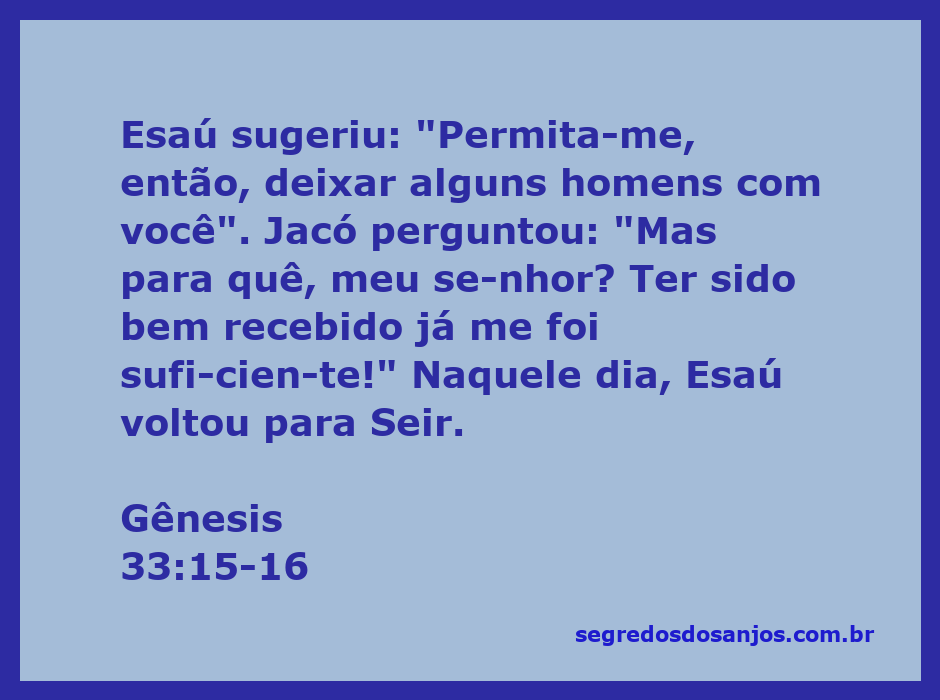 Cena de Esaú e Jacó conversando após seu reencontro, com Esaú oferecendo ajuda e Jacó expressando gratidão.