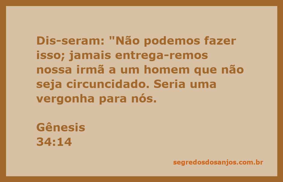Imagem representando a passagem de Gênesis 34:14 sobre a circuncisão e a honra familiar.