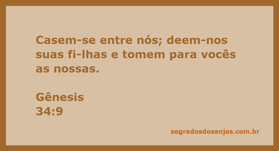 Representação da aliança entre povos, simbolizando a troca de filhas em casamento conforme Gênesis 34:9.
