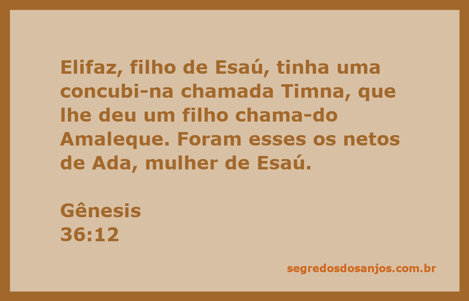 Imagem ilustrativa da genealogia de Esaú, destacando Elifaz e Timna, mãe de Amaleque.