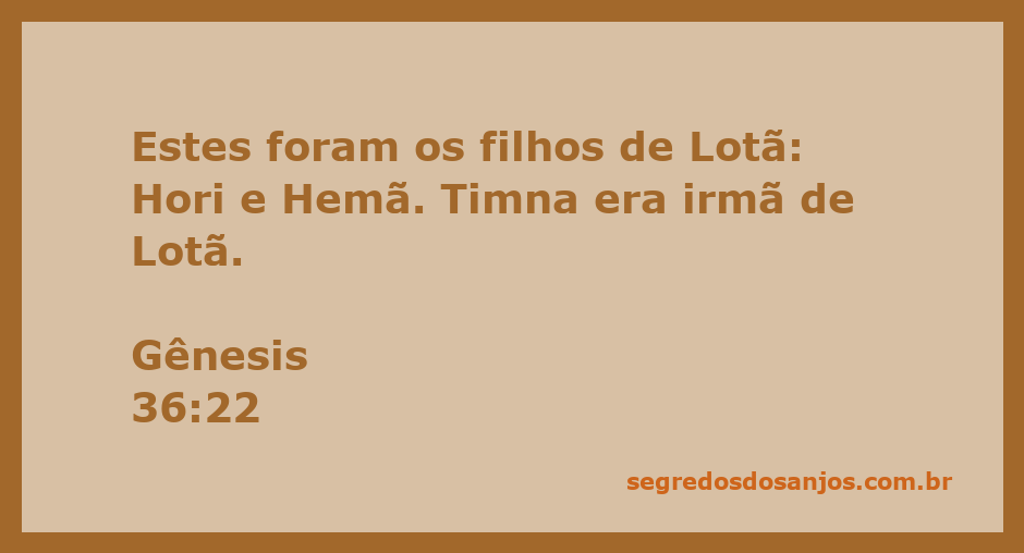 Ilustração dos filhos de Lotã, Hori e Hemã, com Timna ao fundo, representando Gênesis 36:22.