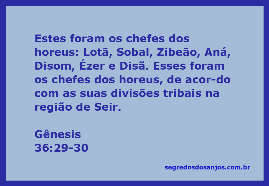 Representação dos chefes dos horeus mencionados em Gênesis 36:29-30