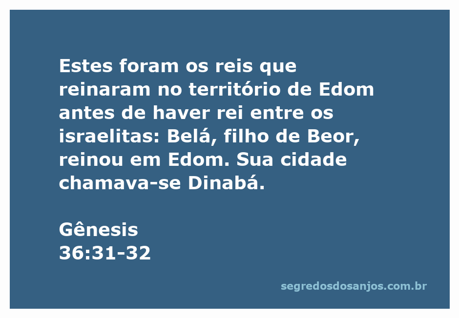 Reis que reinaram em Edom antes dos israelitas, com destaque para Belá, filho de Beor.