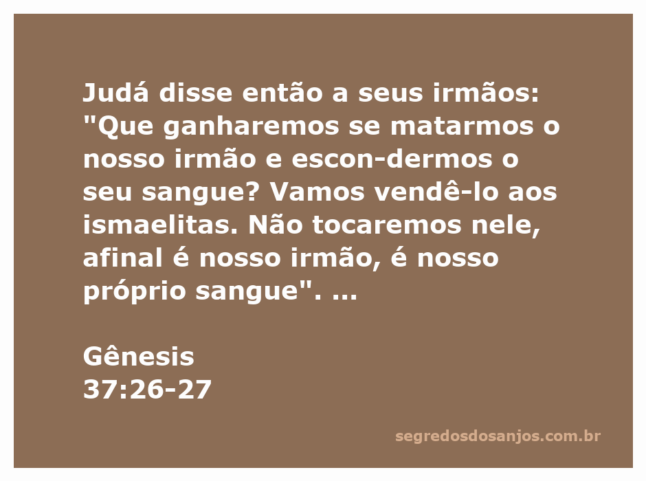 Ilustração de Judá e seus irmãos discutindo sobre a venda de José, conforme Gênesis 37:26-27.