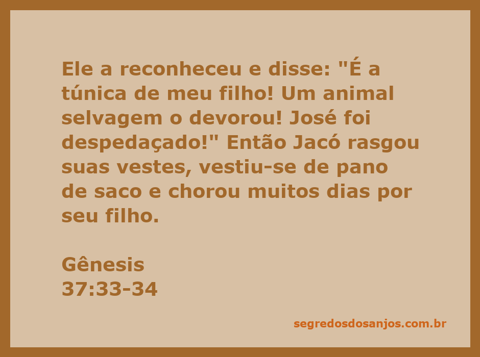 Jacó lamentando a suposta morte de seu filho José, com a túnica rasgada em suas mãos.
