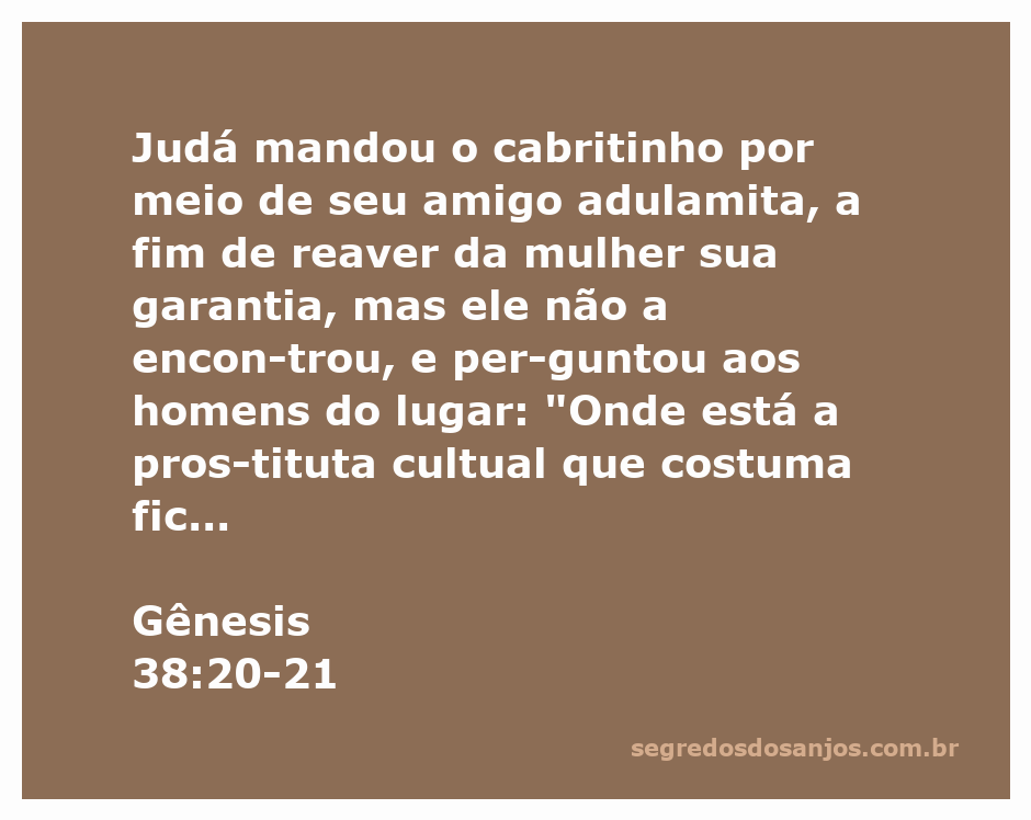 Ilustração de Judá enviando um cabritinho para recuperar sua garantia, em Gênesis 38:20-21.