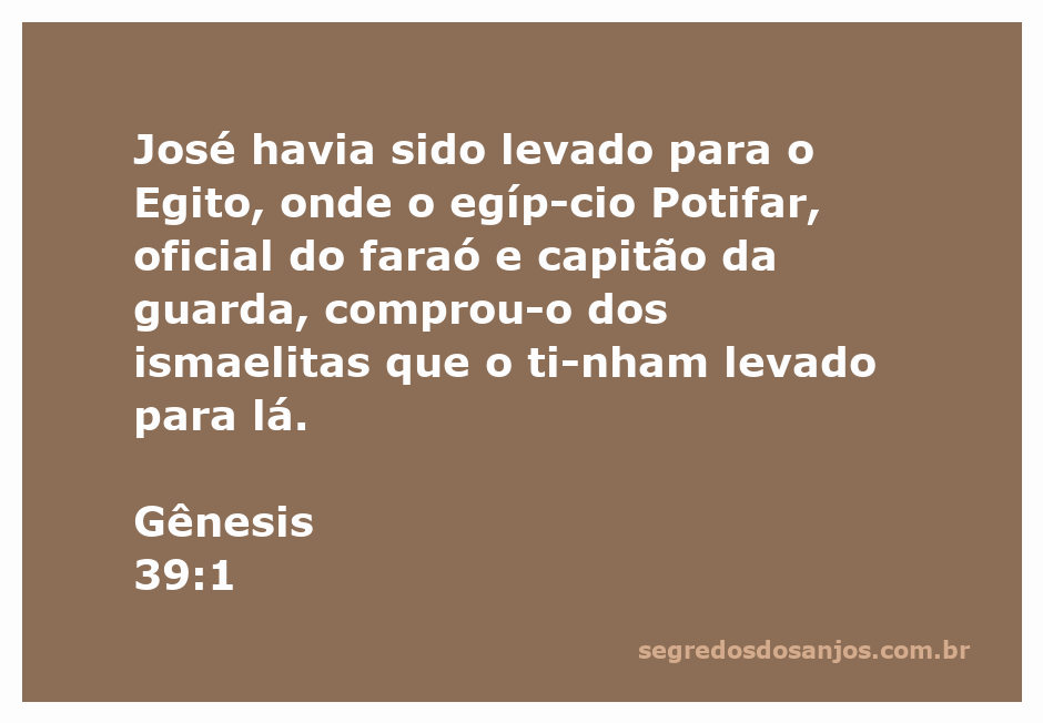 José vendido como escravo para Potifar no Egito