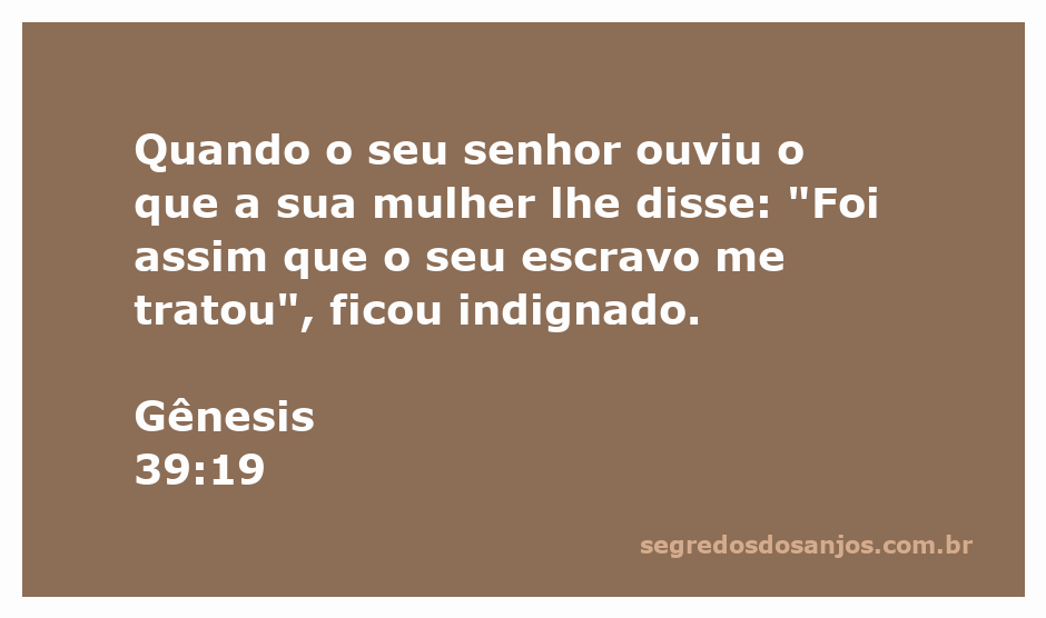 Ilustração da indignação de um senhor ao ouvir a acusação de sua esposa sobre seu escravo, inspirado em Gênesis 39:19.
