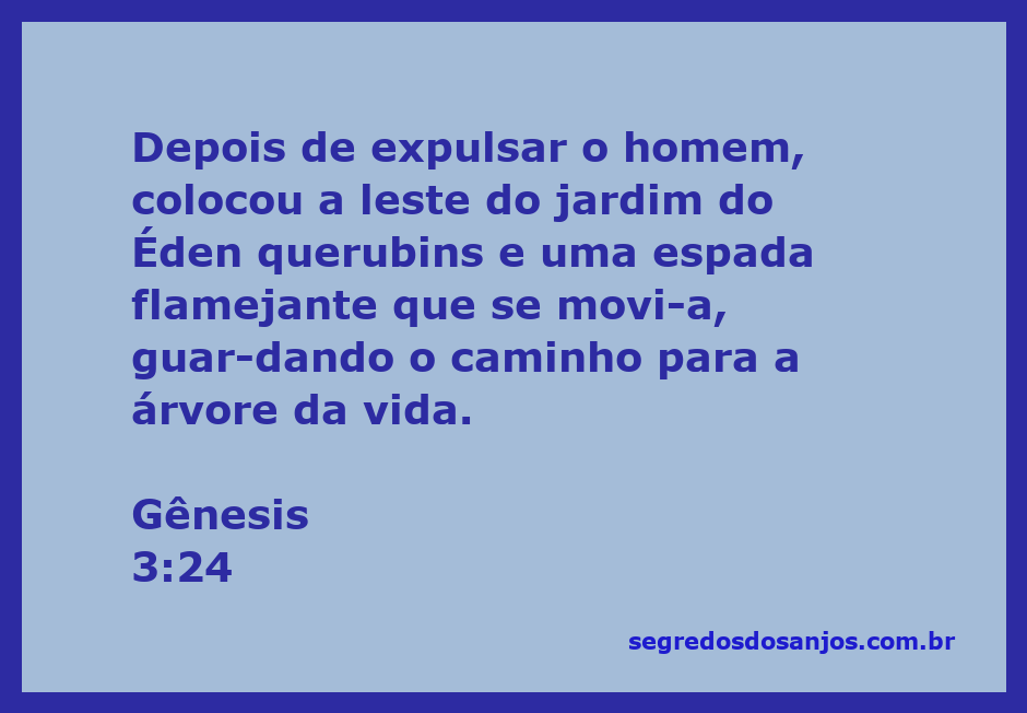 Imagem representando querubins e uma espada flamejante guardando o caminho para a árvore da vida no Jardim do Éden.