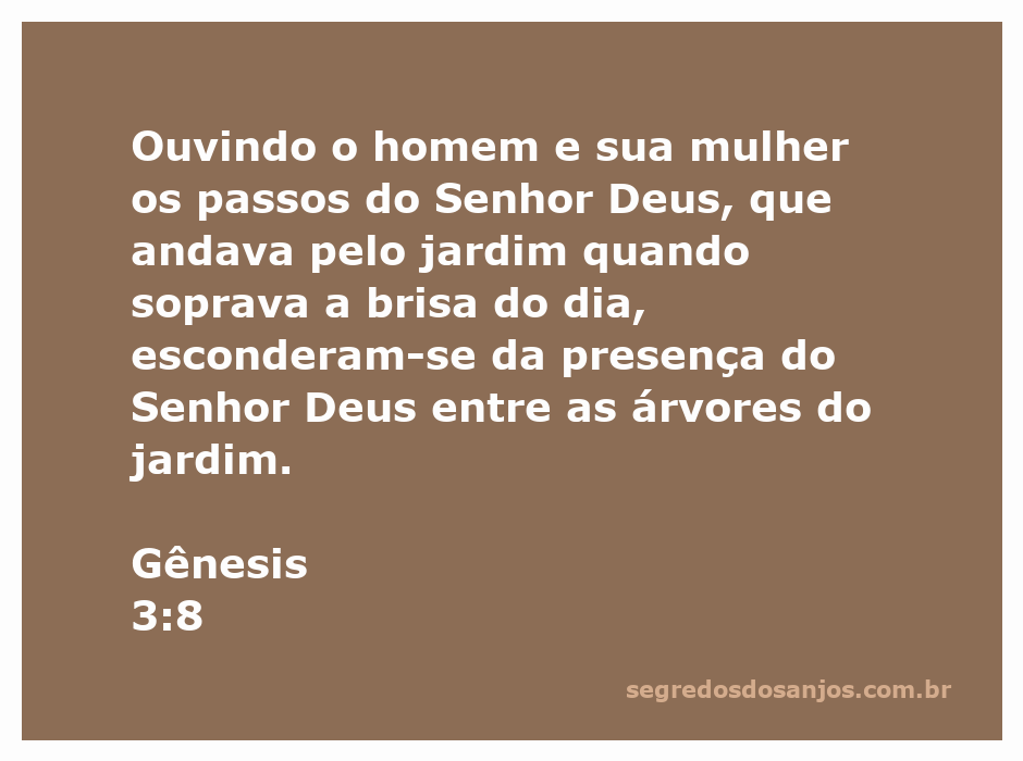 Imagem representando o momento em que Adão e Eva se escondem entre as árvores do jardim ao ouvirem os passos de Deus.