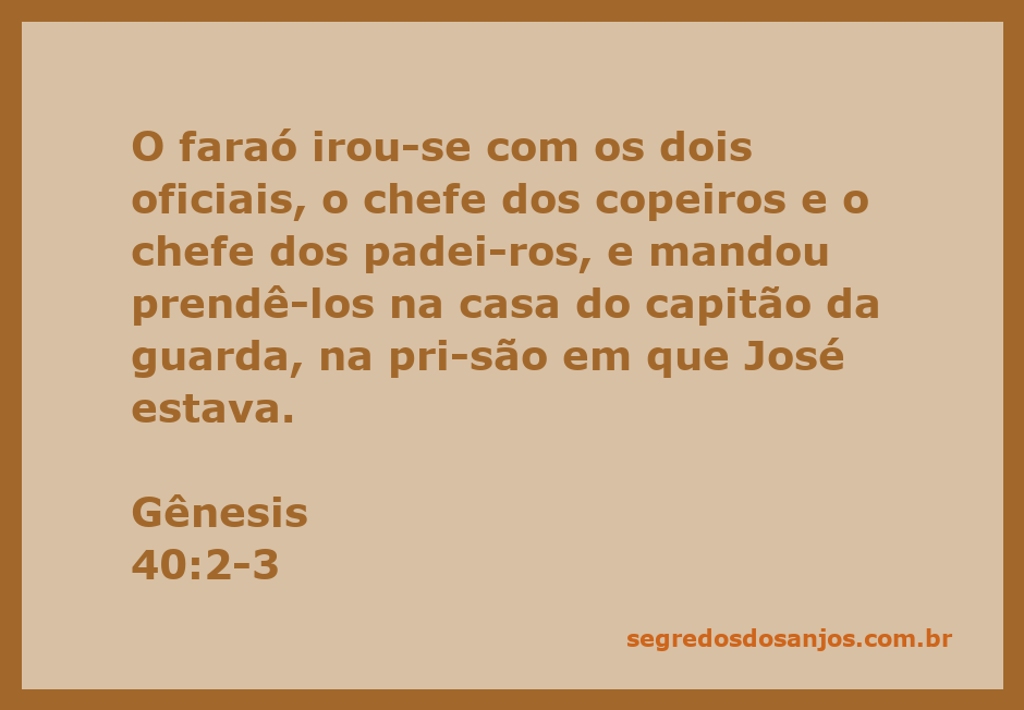 Ilustração da prisão onde José estava, com os oficiais copeiro e padeiro do faraó em destaque.