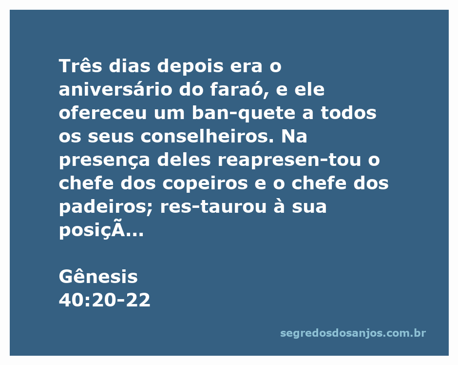 Ilustração da cena do banquete do faraó com os dois servos, o copeiro e o padeiro, representando a interpretação dos sonhos de José.