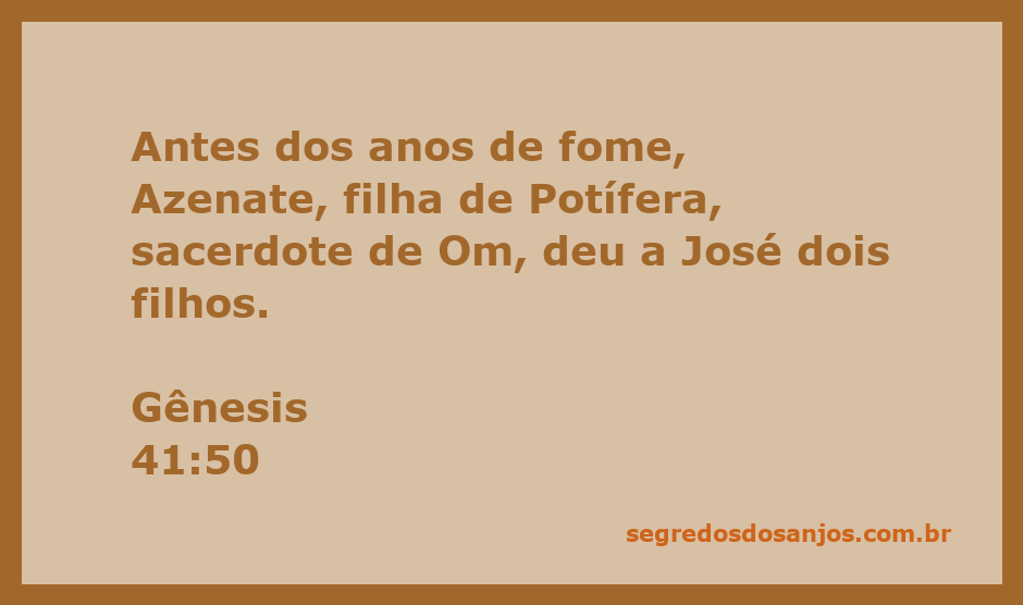 Imagem representativa de Azenate, filha de Potífera, com seus filhos José, simbolizando a prosperidade antes da fome.