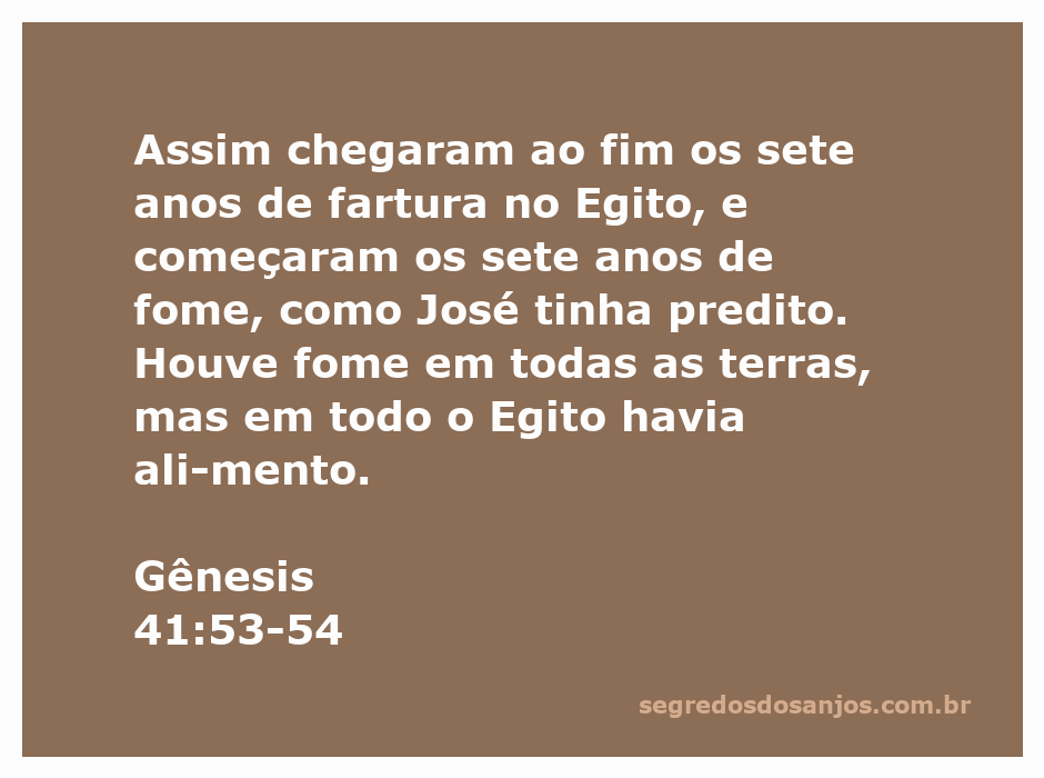 Ilustração dos sete anos de fartura e os sete anos de fome no Egito conforme predito por José.