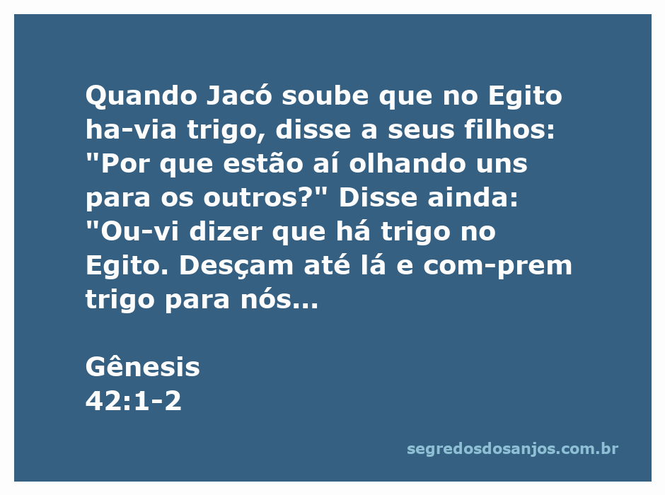 Ilustração de Jacó instruindo seus filhos a irem ao Egito em busca de trigo durante a fome.