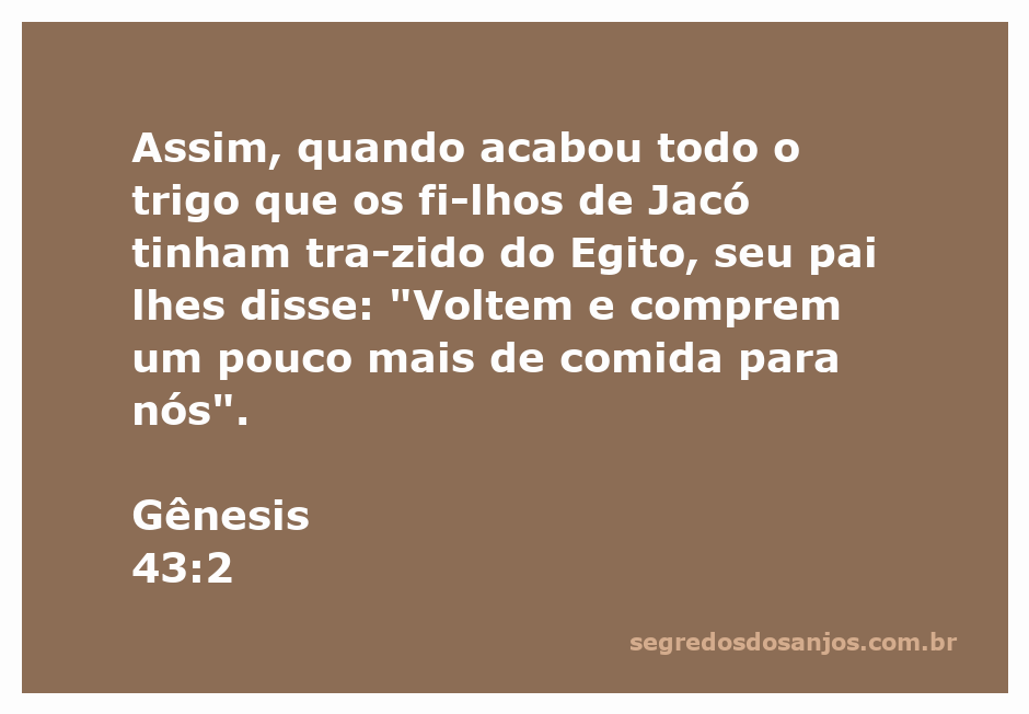Imagem que ilustra a passagem de Gênesis 43:2, onde os filhos de Jacó são instruídos a retornar ao Egito em busca de comida.