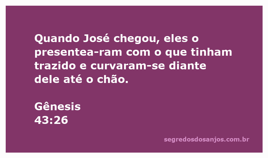 Cena da chegada de José, onde seus irmãos o presenteiam e se curvam diante dele em reverência.